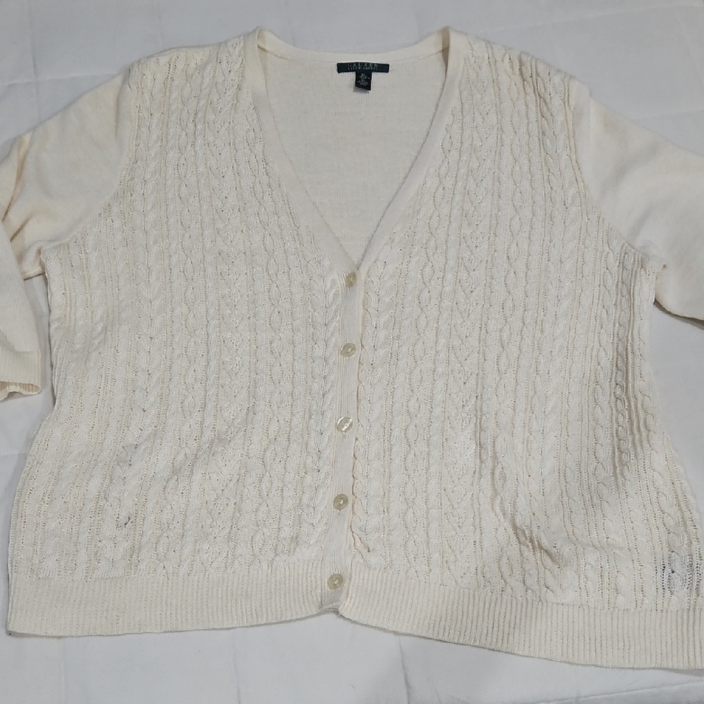 Rare Ralph Lauren Cream Cable Knit Cardigan